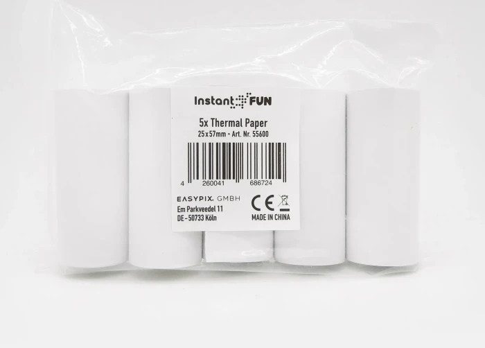 Easypix InstantFUN Papierrollen Thermopapier glänzend weiß, 57x25mm, 250 Blatt