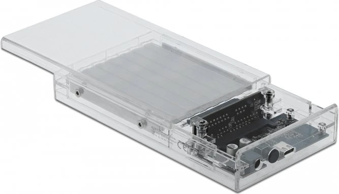 DeLOCK External Enclosure, transparent, 9.5mm, 2.5", USB-C 3.0