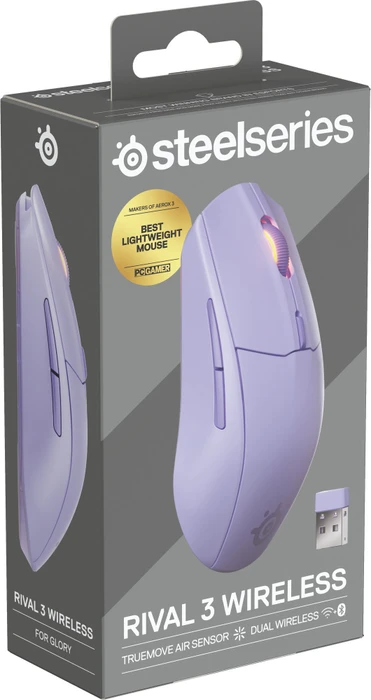 SteelSeries Rival 3 Wireless Gen 2, violett, USB/Bluetooth