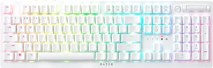 Razer DeathStalker V2 Pro, Mercury White, Razer Low-Profile Clicky Optical PURPLE, USB/Bluetooth, US