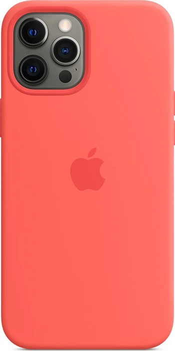Apple Silikon Case mit MagSafe für iPhone 12 Pro Max zitruspink