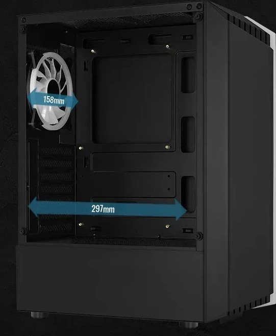 AeroCool Bionic V2, weiß, Lüfter LED RGB, Glasfenster