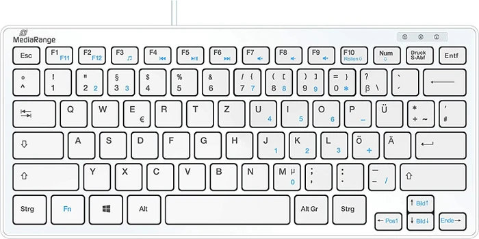 MediaRange Kompakt-Tastatur, weiß, USB, DE