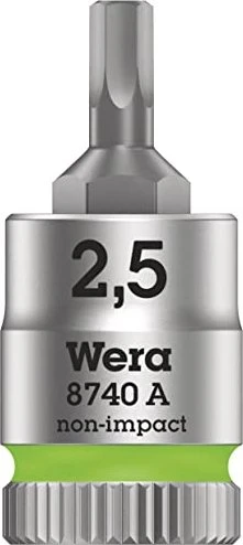 Wera 8740 A Zyklop Innensechskant Steckschlüssel 1/4", 2.5x28mm