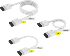 Corsair iCUE LINK Verlängerung, 60cm/20cm/10cm, weiß, 5er-Pack