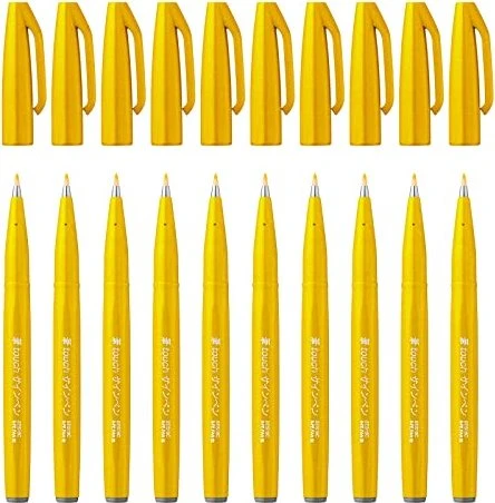 Pentel Brush Sign Pen SES15C gelb, 10er-Pack