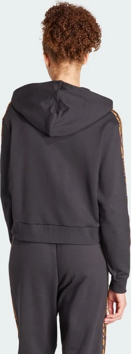 adidas Essentials 3-Streifen Animal Print Relaxed Hoodie black/magic beige (Damen)