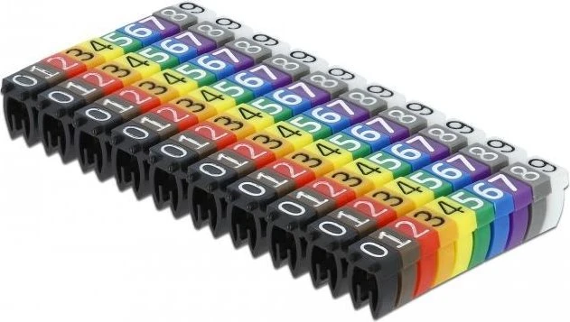 DeLOCK Kabelmarker Clips 0-9, farbig sortiert, 100 Stück