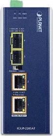 Planet IGUP-2205AT Industrial Gigabit Medienkonverter, 2x RJ-45, 2x SFP, 190W PoE++