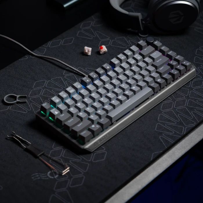 Endorfy Thock V2 75%, PBT, grau, LEDs RGB, hot-swap, Endorfy RED, USB, US