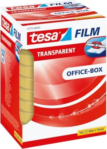 tesa tesafilm Office Box transparent, Klebeband, 15mm/66m, 10 Stück