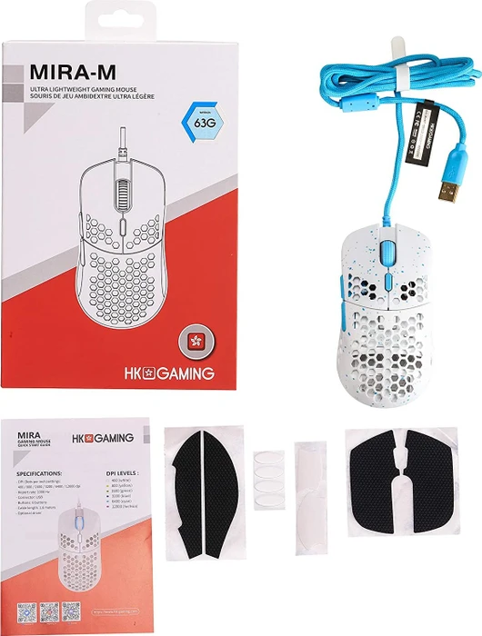 HK Gaming Mira-M Gaming Mouse Massalia weiß/hellblau, USB