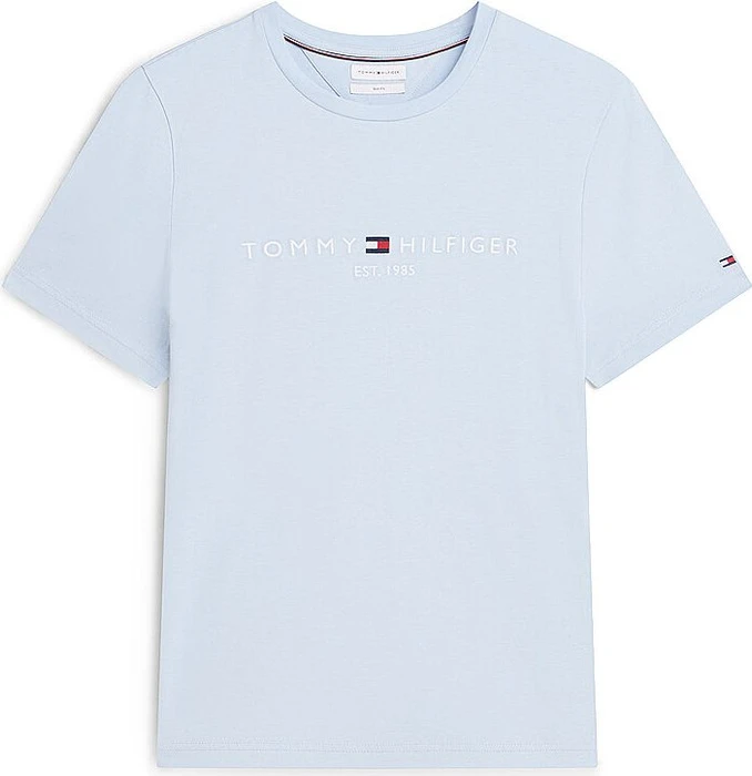Tommy Hilfiger Logo-Stickerei Slim Fit T-Shirt kurzarm breezy blue (Herren)