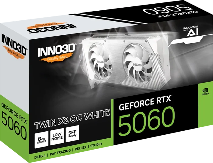 INNO3D GeForce RTX 5060 Twin X2 OC White, 8GB GDDR7, HDMI, 3x DP