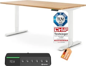 Ergotopia Desktopia Pro X elektrisch höhenverstellbarer Sitz-Steh-Schreibtisch 180x80cm Eiche/weiß