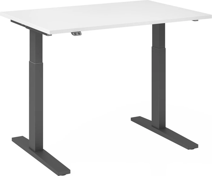 Hammerbacher Ergonomic Aktiv XMKA12 elektrisch höhenverstellbarer Sitz-Steh-Schreibtisch 120x80cm weiß/grau