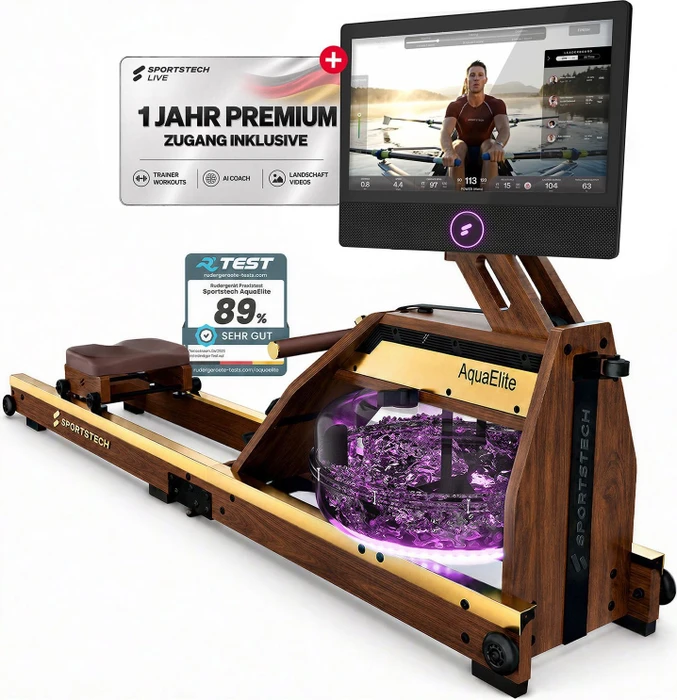 Sportstech AquaElite Pro Rudergerät dunkelbraun