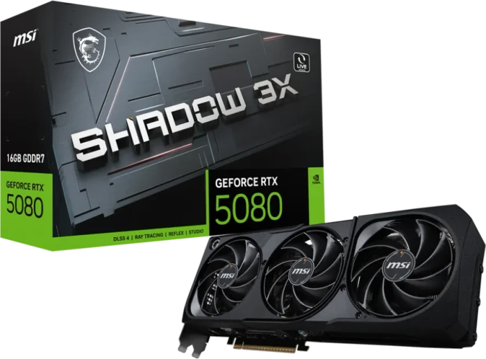 MSI GeForce RTX 5080 16G Shadow 3X, G5080-16S3, 16GB GDDR7, HDMI, 3x DP
