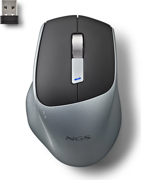 NGS Lush-RB Wireless Rechargeable Multi-Device Mouse schwarz/grau, USB/Bluetooth