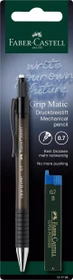 Faber-Castell Grip Matic 1377 Druckbleistift 0.7mm graphit, schwarz transparent, Blister, Radierer, 12 Minen