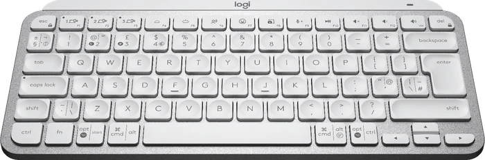Logitech MX Keys Mini, LEDs weiß, Logi Bolt, Pale Gray, weiß/grau, USB/Bluetooth, UK