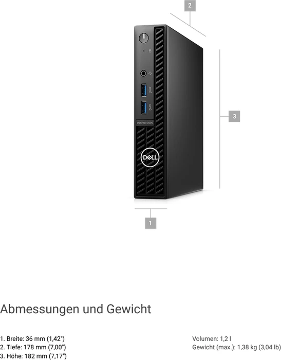 Dell OptiPlex 3000 MFF, Core i5-12500T, 8GB RAM, 256GB SSD