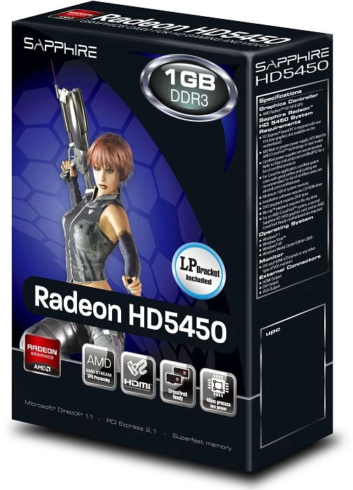 Sapphire Radeon HD 5450 190mm, 1GB DDR3, VGA, DVI, HDMI, lite retail