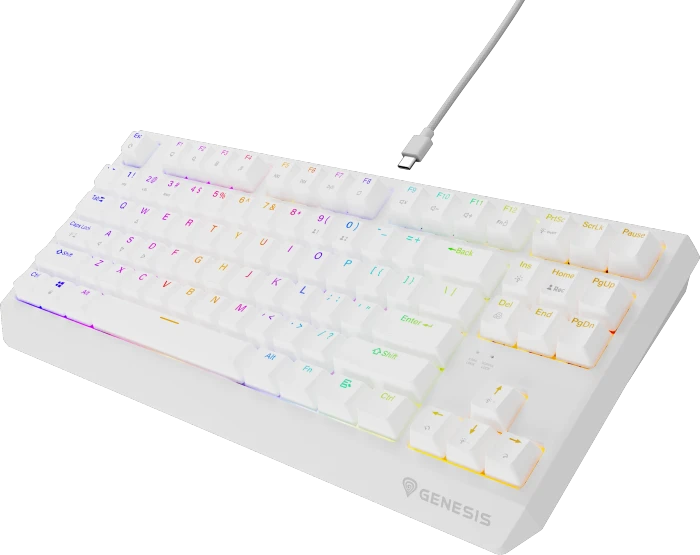 Genesis Thor 230 TKL, weiß, LEDs RGB, hot-swap, Gaote Outemu BROWN, USB, US
