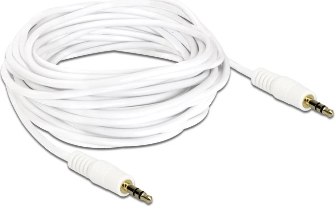 DeLOCK Klinkenkabel 3-Pin Stereo, 3.5mm Stecker auf 3.5mm Stecker, weiß, 5.0m