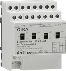 Gira KNX Schaltaktor mit Handbetätigung 4-fach, 16A, Schaltaktor (1045 00)