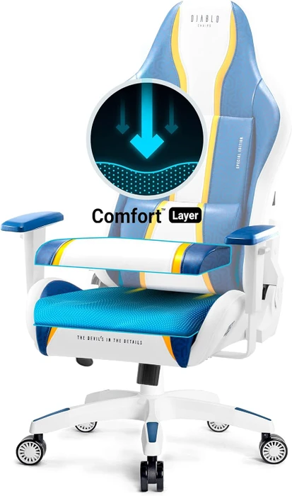 Diablo Chairs X-One 2.0 Normal Gamingstuhl, Aqua Blue, blau/weiß
