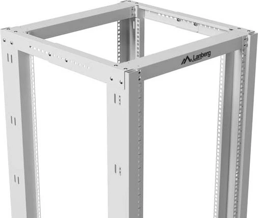 Lanberg Open Rack Series 19" Open Frame Rack 42HE, 4-Pfosten, mit Rollen, Flat Pack, tiefenverstellbar, 430-590mm, RAL 7035, 800mm tief