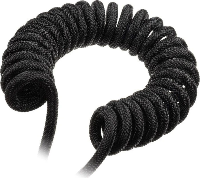 Ducky Premicord Spiralkabel USB-C auf USB-A, Tastaturkabel (Spiral-Textilkabel), 1.8m, Phantom Black