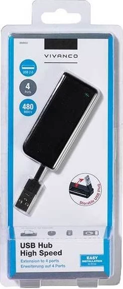 Vivanco IT-USBHUB4SL USB-Hub, 4x USB-A 2.0, USB-A 2.0 [Stecker]