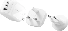 Belkin BoostCharge 3-Port-GaN-Ladegerät + Reiseadapter (70W) weiß