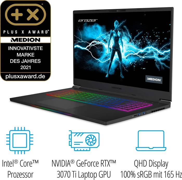Medion Erazer Beast X30, Core i7-12700H, 32GB RAM, 2TB SSD, GeForce RTX 3070 Ti, DE
