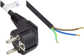 Good Connections Netzkabel Schuko gewinkelt auf offene Litze, schwarz, 2m