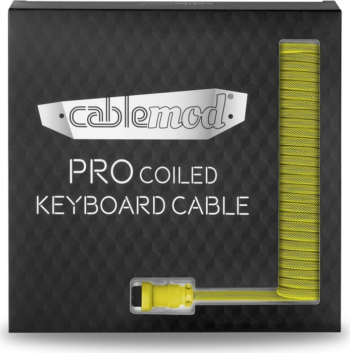 CableMod Pro Coiled Keyboard Cable USB Micro-B auf USB-A, Tastaturkabel (Spiral-Textilkabel), 1.5m, Dominator Yellow