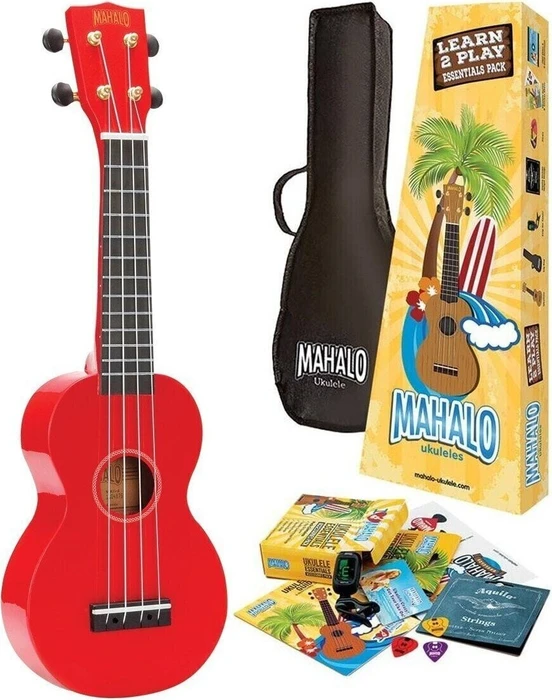 Mahalo Rainbow Series Learn 2 Play Ukulele Pack Red