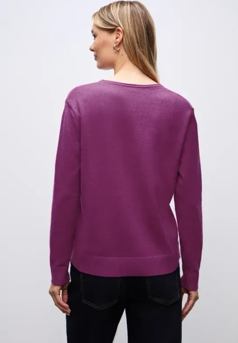 Street One Kuscheliger V-Neck Pullover berry paradise (Damen)