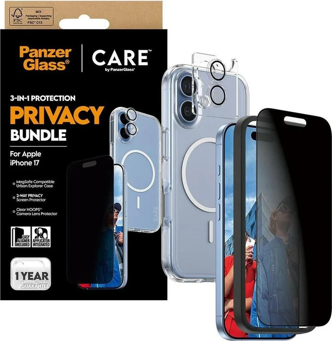 PanzerGlass Care 3-in-1 Flagship Privacy Bundle für Apple iPhone 17