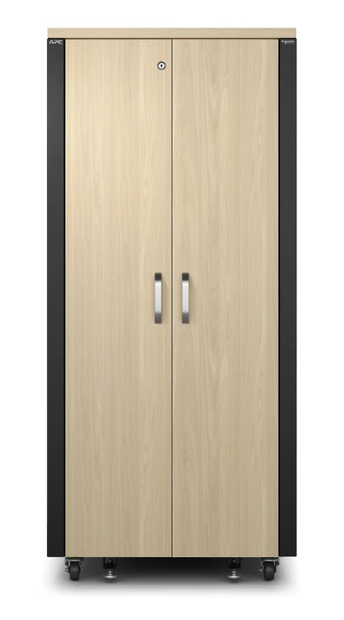 APC NetShelter 19" Netzwerkschrank 32HE, vormontiert, eigenbelüftet, Blechtür, schallgedämmt, Ahorn, 1134mm tief