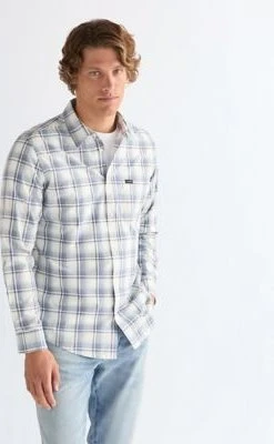 Wrangler Regular 1 Pocket Hemd langarm blue white (Herren)