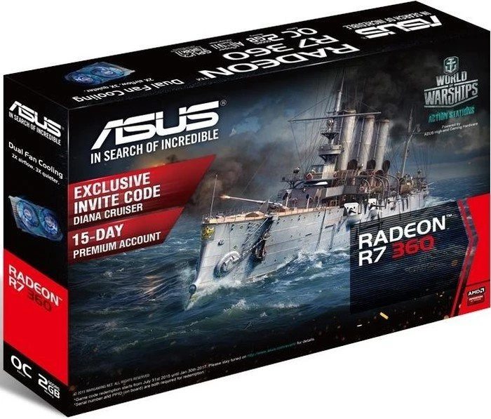 ASUS Radeon R7 360, R7360-OC-2GD5-V2, 2GB GDDR5, 2x DVI, HDMI, DP