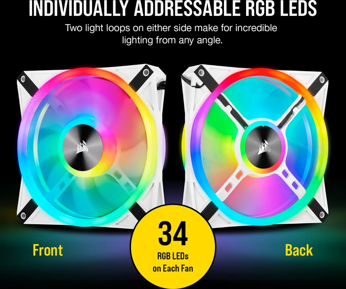 Corsair QL Series iCUE QL140 RGB PWM Dual Fan Kit, weiß, LED-Steuerung, 140mm, 2er-Pack