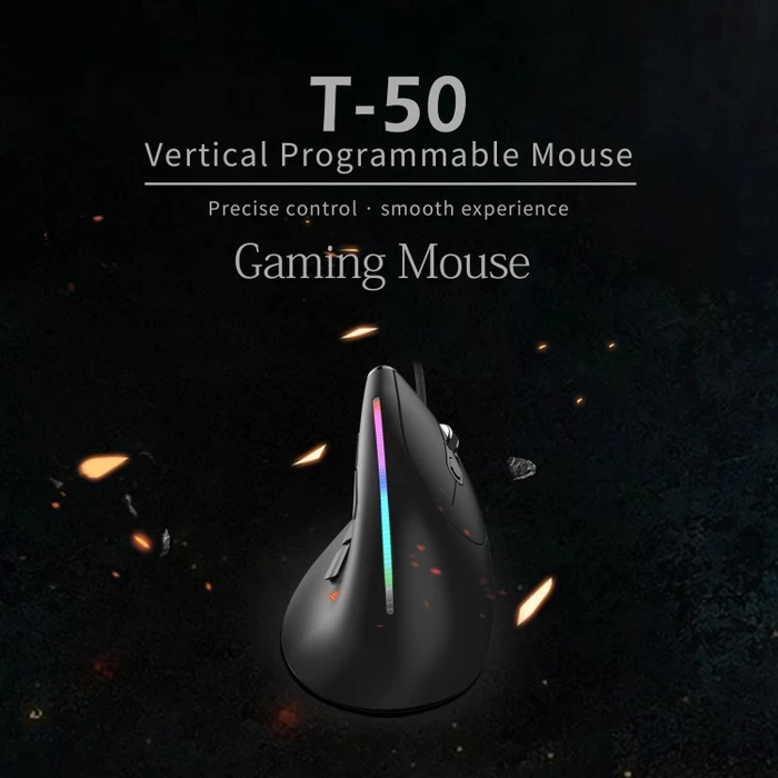 Zelotes T-50 Vertical Mouse, schwarz, USB