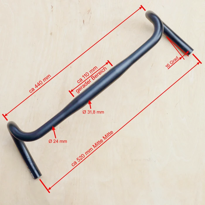 XLC HB-G01 Gravel 31.8mm/16° up Rennrad Lenker 70mm 440mm schwarz