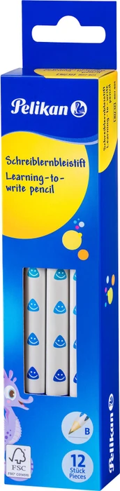 Pelikan Jumbo Schreiblernbleistift Bleistift B graphit, blau/weiß, 12er-Pack