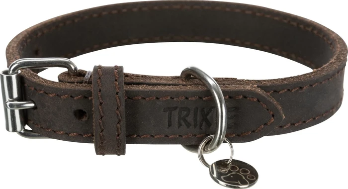 Trixie Rustic Fettleder-Halsband, XS-S, Dunkelbraun