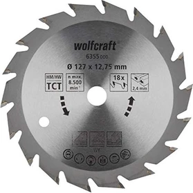 Wolfcraft Serie Grün Kreissägeblatt 18Z, 127x2.4x12.75mm, 1 Stück